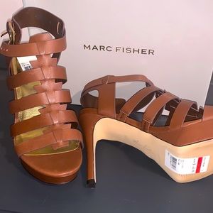 Marc Fisher Suki Heeled Brown Sandal
